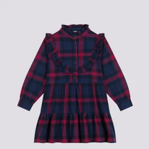 ABITO A MANICHE LUNGHE IN FLANELLA DI COTONE A QUADRI BAMBINA