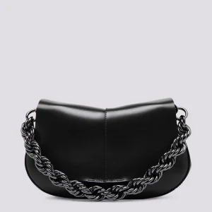 Borsa a spalla Helena Round in pelle nera