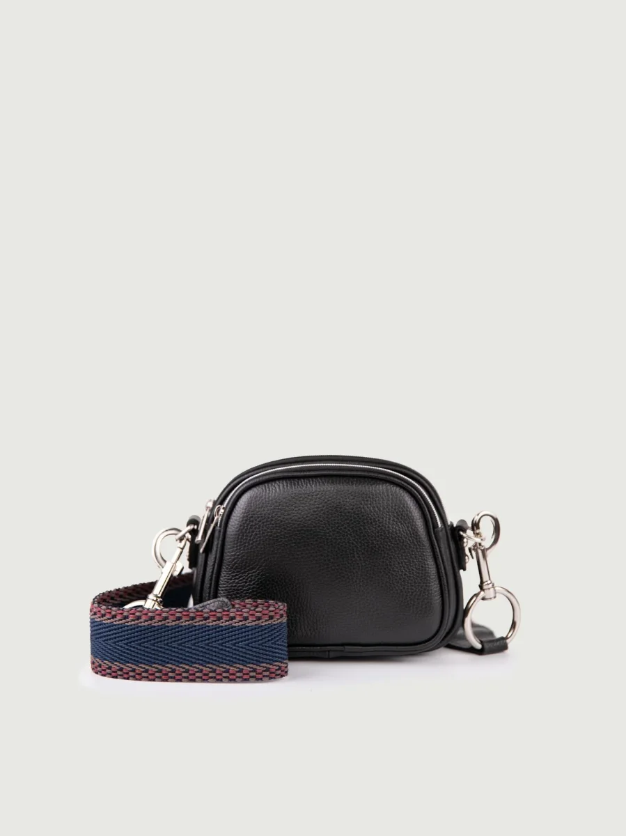 BORSA A TRACOLLA TRIS IN PELLE NERA