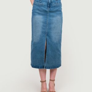 GONNA DI JEANS MIDI CON MAXI SPACCO FRONTALE