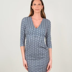 ABITO CORTO CON SCOLLO A V BLU