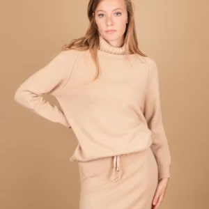 DOLCEVITA CON MAXI COLLO  IN MAGLIA BEIGE