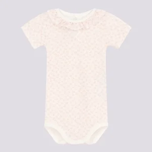 BODY ROSA IN COTONE A MANICA CORTA E CON COLLETTO