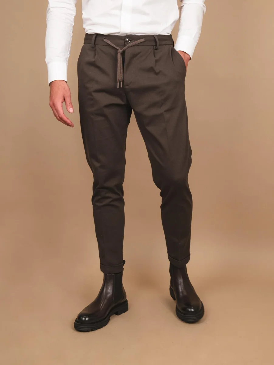 PANTALONE CON COULISSE ELASTICIZZATO VERDE MILITARE