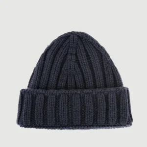 BERRETTO IN CASHMERE A COSTE BEIGE BLU NAVY