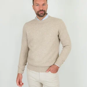 MAGLIONE GIROCOLLO BEIGE MISTO CASHMERE