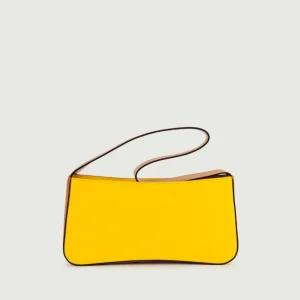 BORSA A SPALLA SEVENTY IN PELLE BICOLORE GIALLO E BISCOTTO