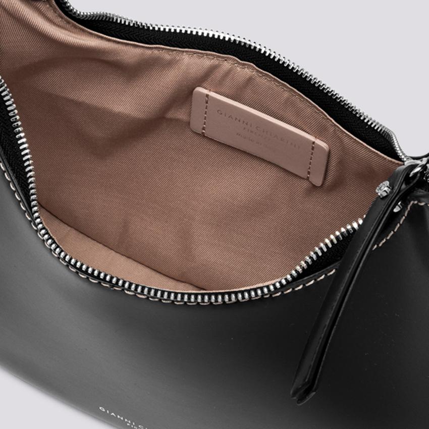 BORSA Bianca in PELLE spazzolata nera - immagine 5