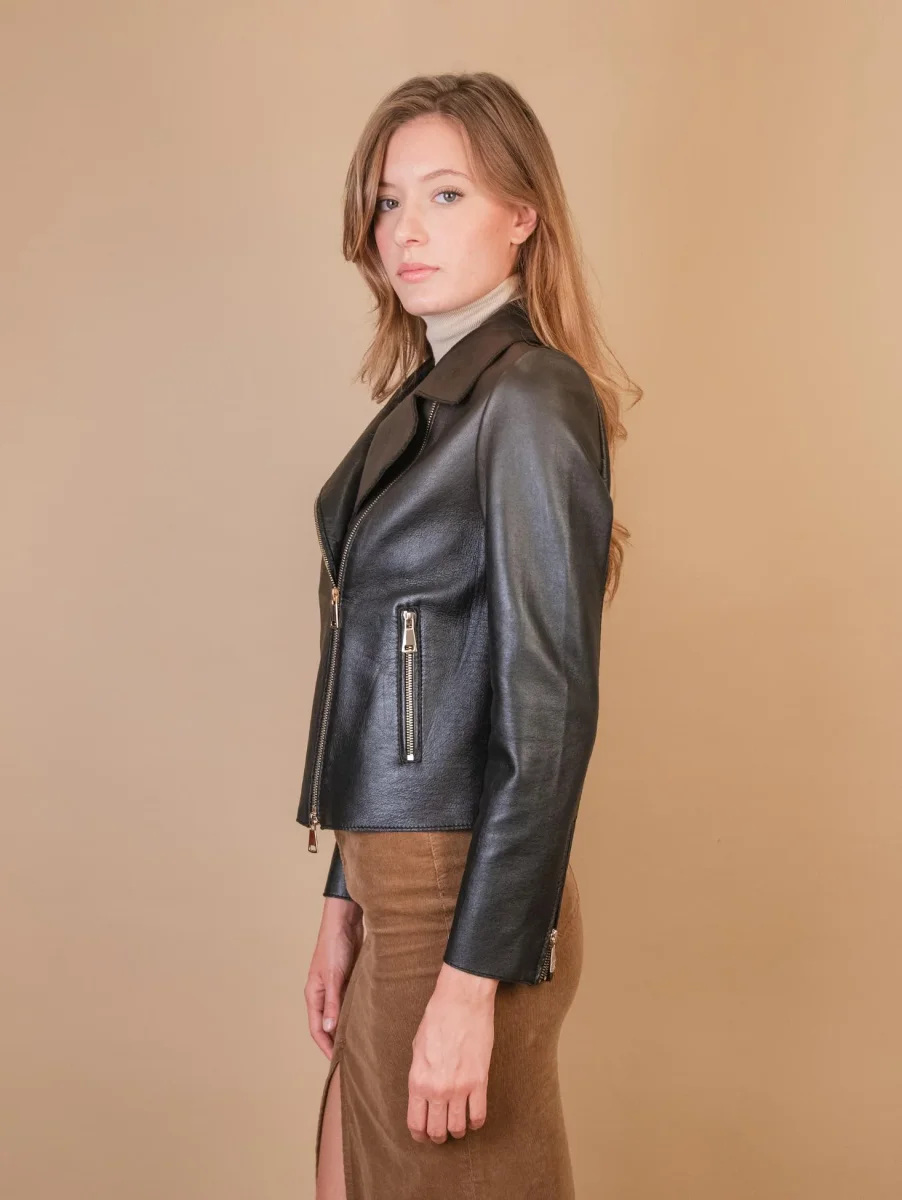 CHIODO IN PELLE SFODERATO MARRONE - immagine 7