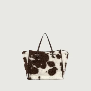 Shopping Marcella in misto lana marrone e bianco