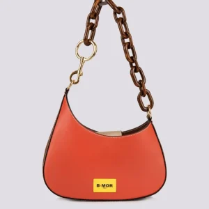 BORSA "MINI CURVY" BICOLORE MATTONE E MARRONE