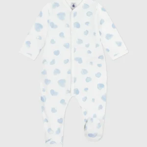 Pigiama in tessuto felpato spazzolato con colletto con stampa a cuori neonato