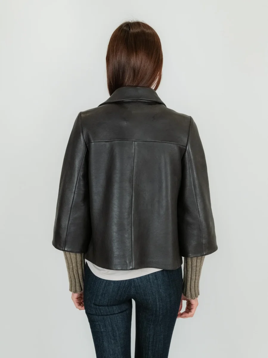 GIACCA IN PELLE GEMINI CON MANICHE IN MAGLIA - immagine 4