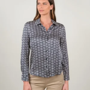 CAMICIA BLU STAMPA GEOMETRICA