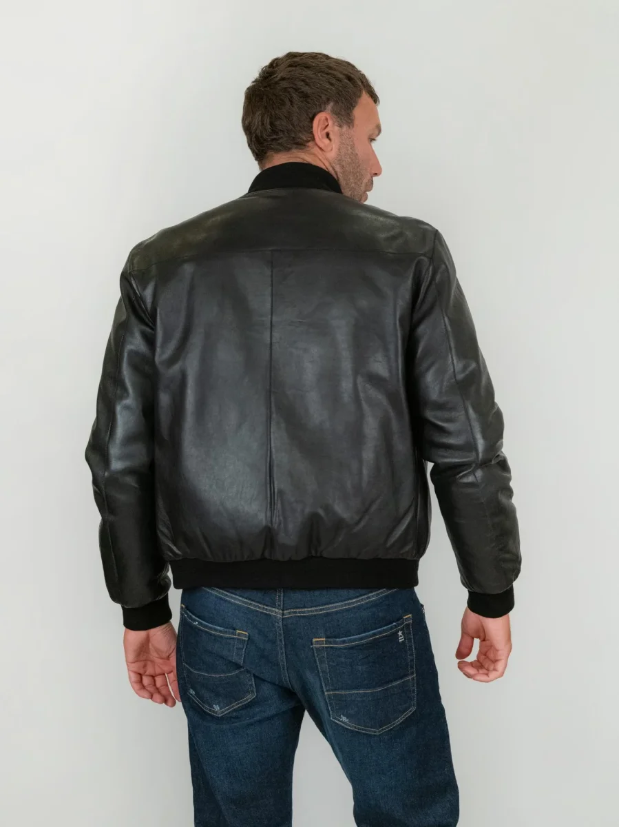 GIUBBOTTO IMBOTTITO IN PELLE NERA DEREK SEAMLESS - immagine 4