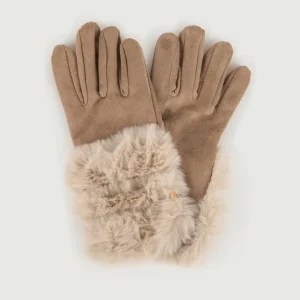 GUANTI SCAMOSCIATI CON DETTAGLIO IN ECOPELLICCIA