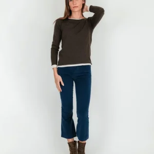 Pantalone a trombetta in velluto blu