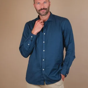 CAMICIA REGULAR IN COTONE BLU