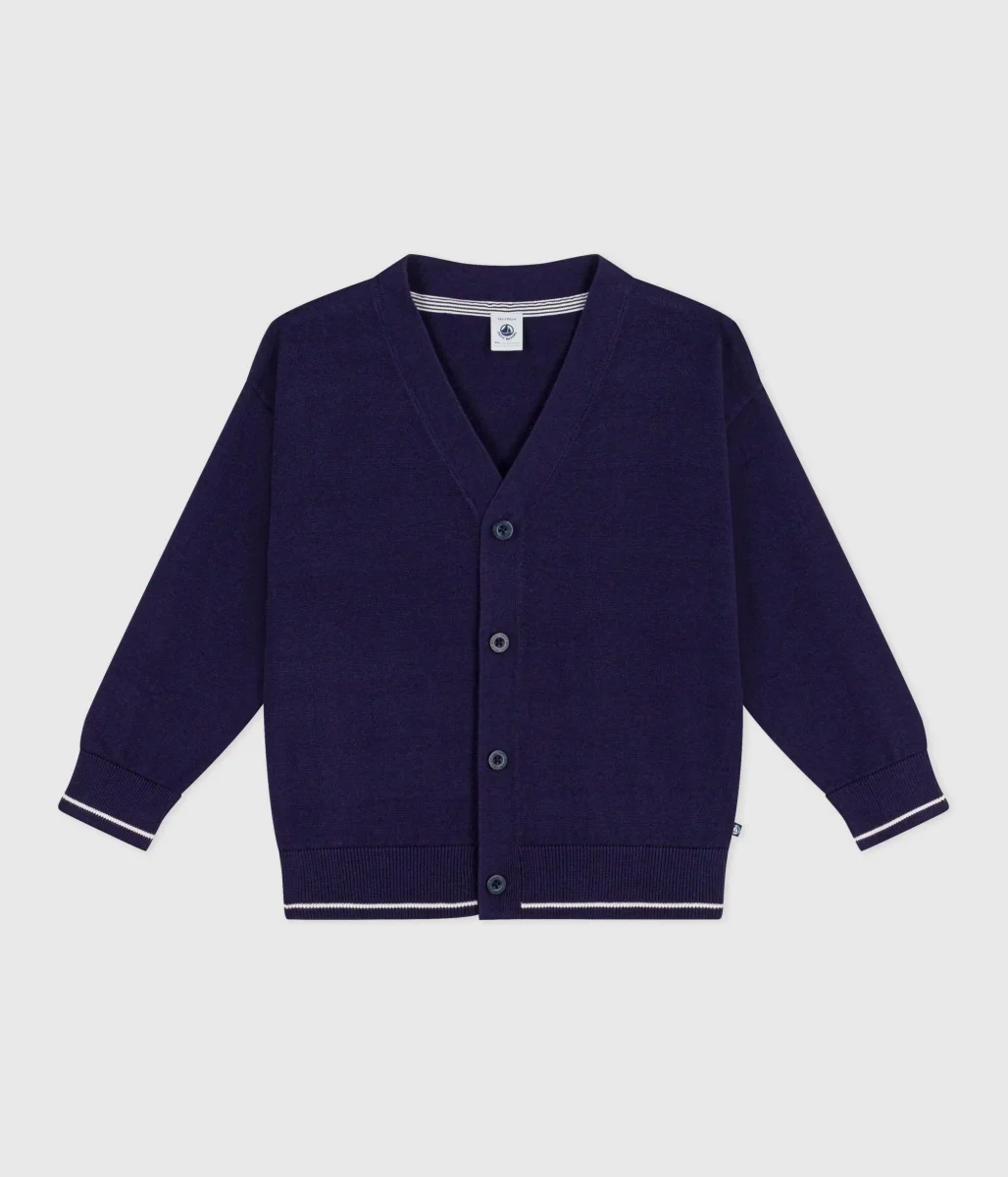 Cardigan scollo a V in cotone blu
