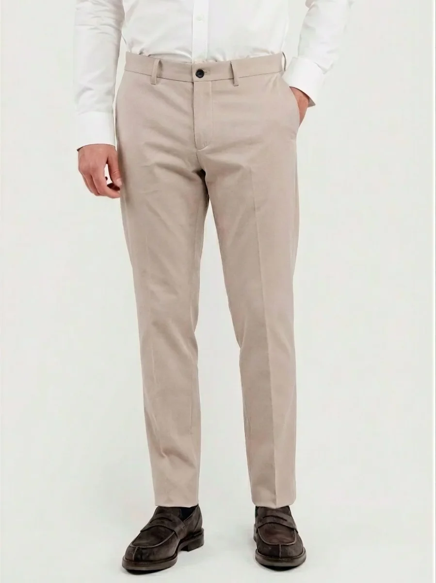 PANTALONE CLASSICO IN JERSEY BEIGE