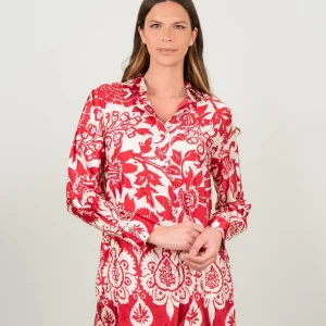 CAMICIA CAFTANO FANTASIA ROSSO E BIANCO