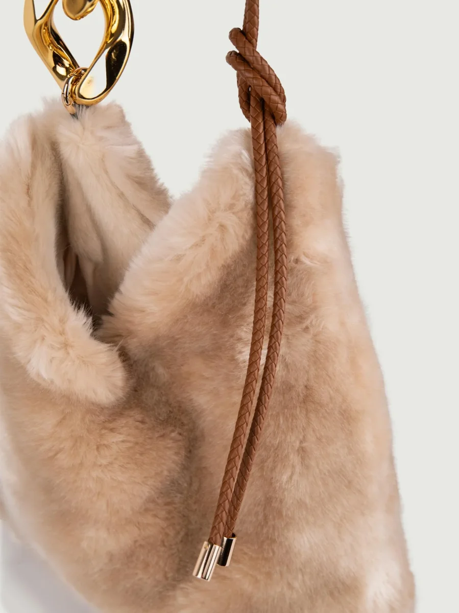 BORSA A SPALLA IN ECOPELLICCIA AVORIO - immagine 5