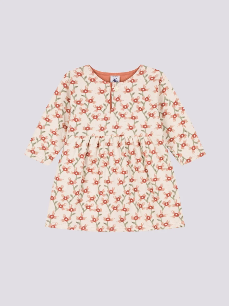 ABITO A MANICHE LUNGHE IN TUBIQUE TRAPUNTATO CON STAMPA PER BEBÈ