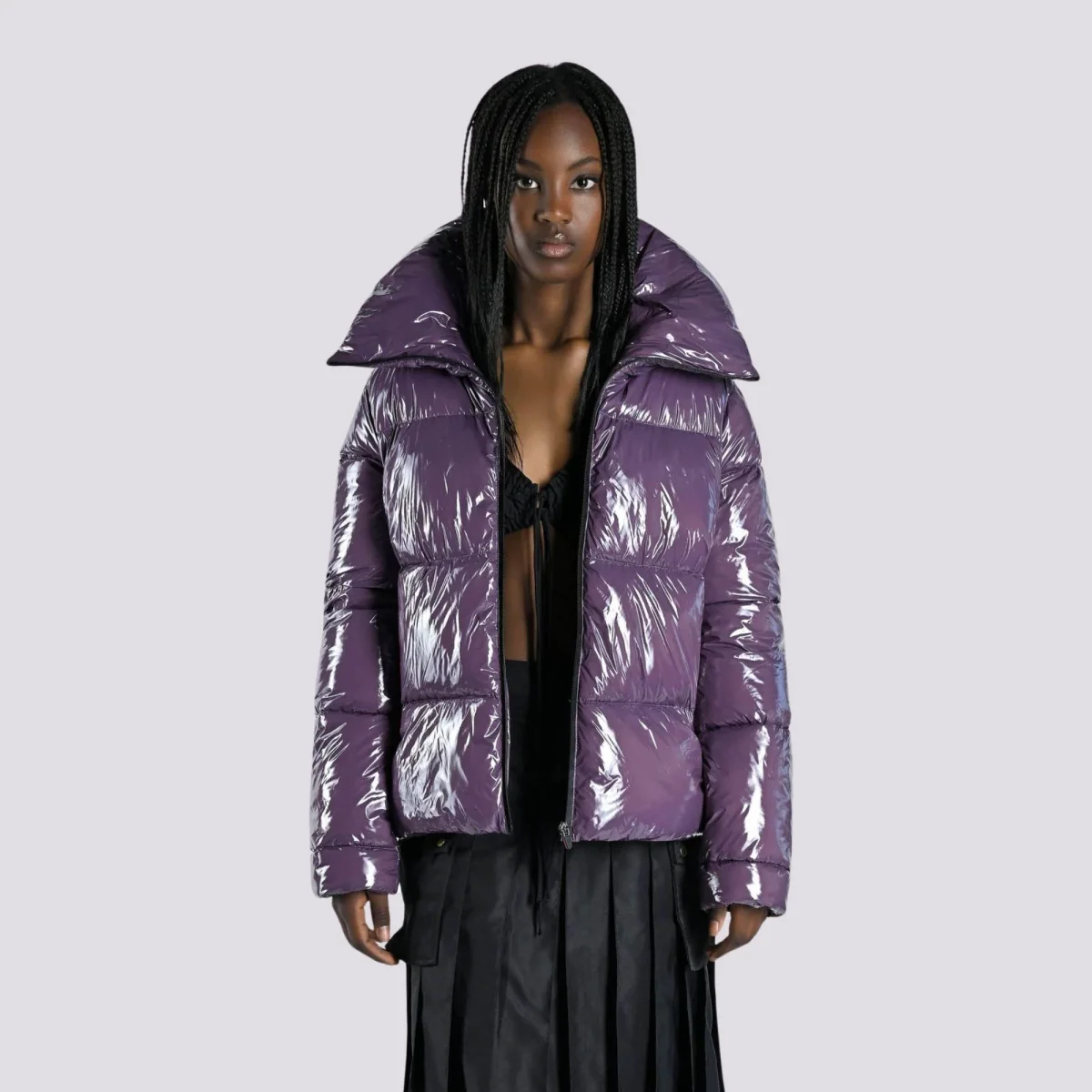 Piumino impermeabile lucido viola - immagine 3