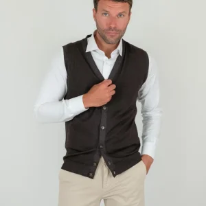 GILET IN LANA MERINO TESTA MORO