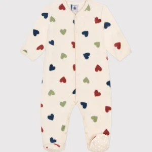 Tutina pigiama in pile cuori multicolor