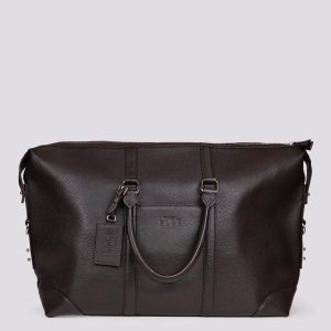 BORSONE DA VIAGGIO IN PELLE MARTELLATA MARRONE