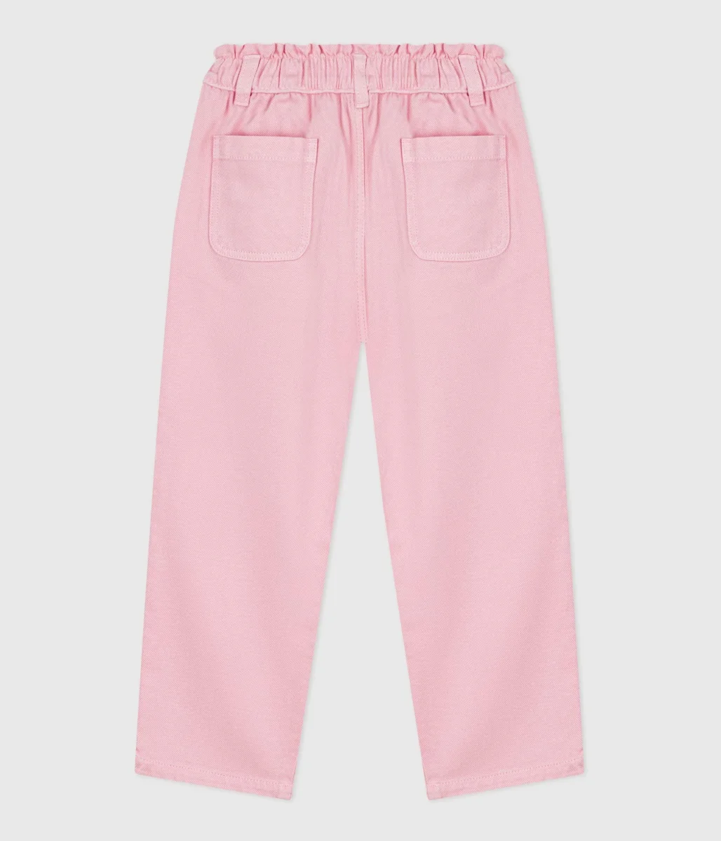 Pantaloni palazzo in cotone rosa - immagine 3