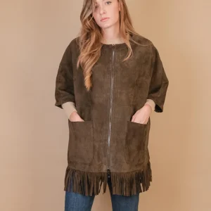 GIUBBOTTO STRUTTURATO IN CAMOSCIO  CON PIUMINO IN ECO-PIUMA FANGO