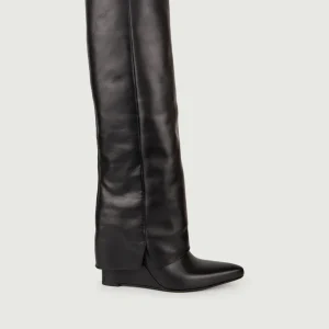 STIVALE IN PELLE NERA CON MAXI RISVOLTO