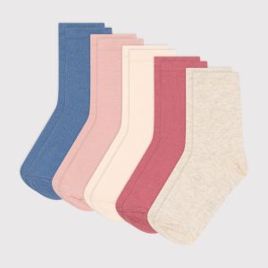 5 paia di calze in cotone tinta unita