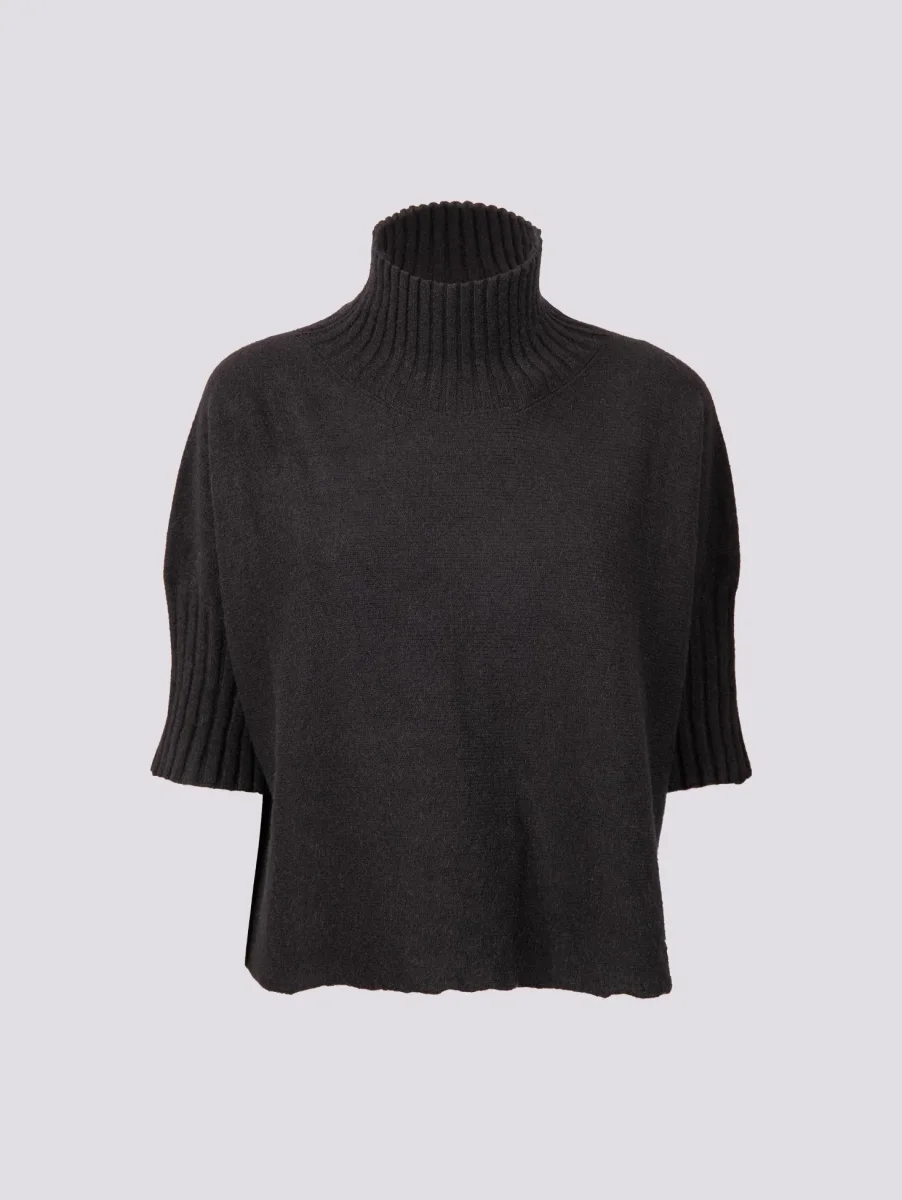 LUPETTO IN MAGLIA OVER CON MAINICA TRE QUARTI NERO - immagine 3