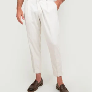 PANTALONE MISTO COTONE BIANCO CON PENCES