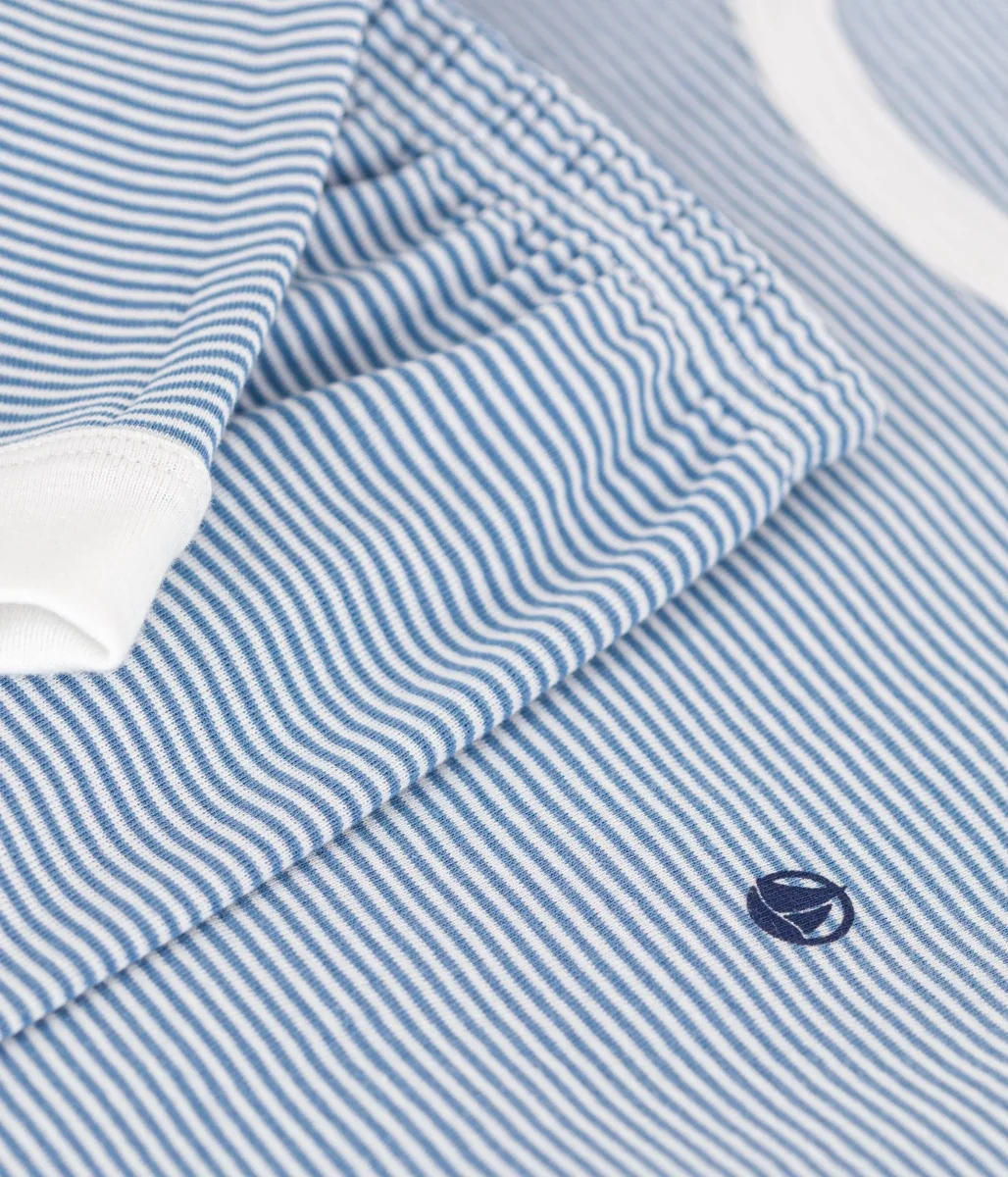 Pigiama a righe blu in cotone - immagine 5