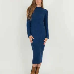 ABITO MIDI IN MAGLIA BLU