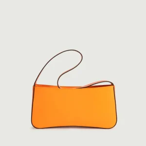 BORSA A SPALLA SEVENTY IN PELLE BICOLORE ARANCIO E MATTONE