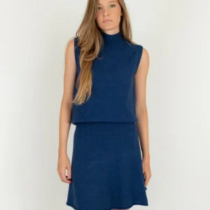 GILET LUPETTO IN MAGLIA BLU