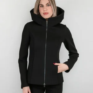 GIUBBINO TECNICO CORTO NERO CON CAPPUCCIO