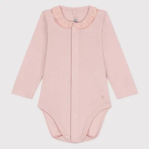 Body a manica lunga con colletto rosa