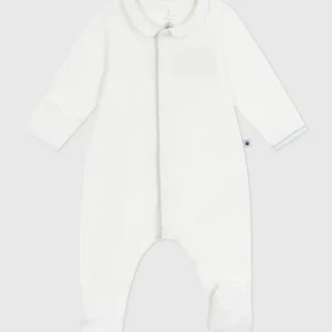 Pigiama con colletto in ciniglia tinta unita neonato