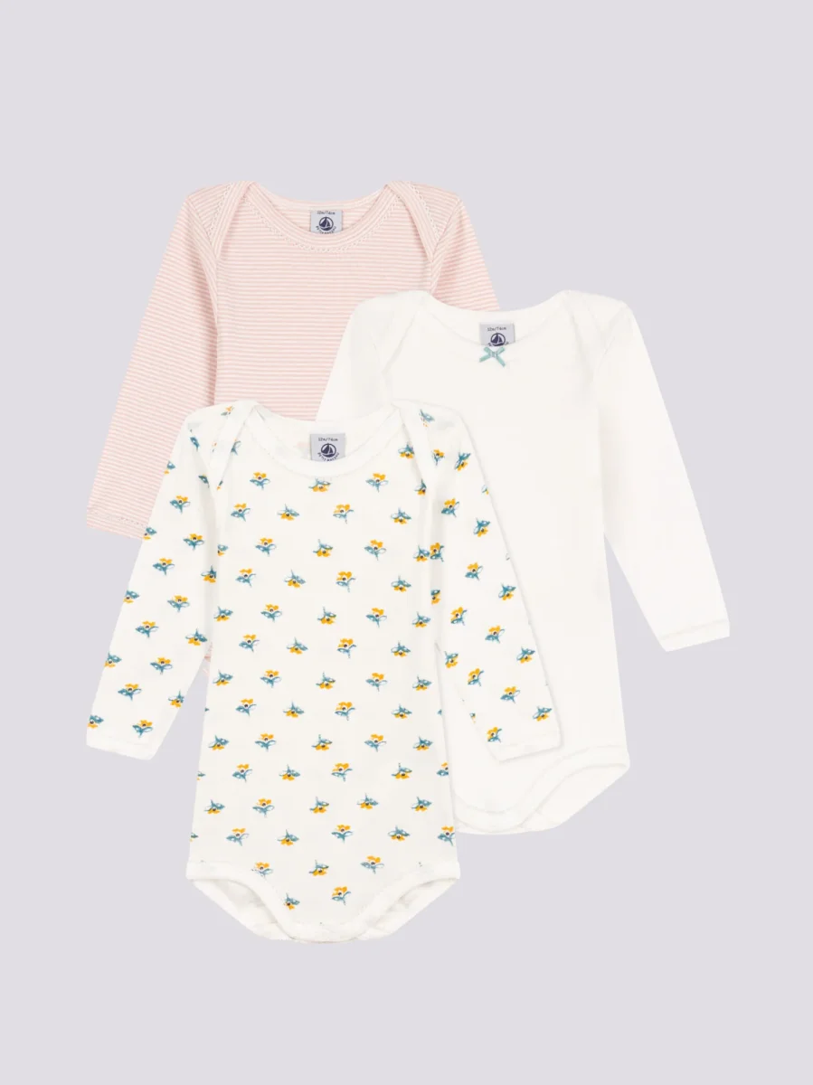 CONFEZIONE DA 3 BODY IN COTONE A FIORI