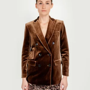 BLAZER DOPPIOPETTO IN VELLUTO CAFFÈ