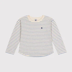 T-shirt a righe azzurre con maniche lunghe