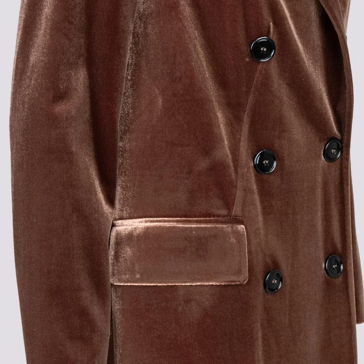 CAPPOTTO DOPPIOPETTO CON SPACCO LATERALE IN VELLUTO NOCE - immagine 6