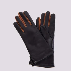 GUANTI IN NAPPA NERA CON FODERA IN LANA