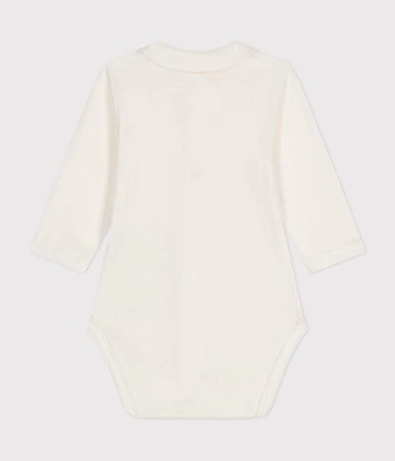Body bianco a manica lunga con colletto in cotone - immagine 3